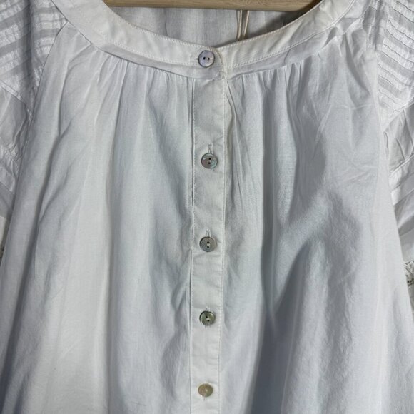Faherty Enna Button Up Blouse Top Womens XXS White Boho Flowy Organic Cotton NWT - Picture 9 of 16